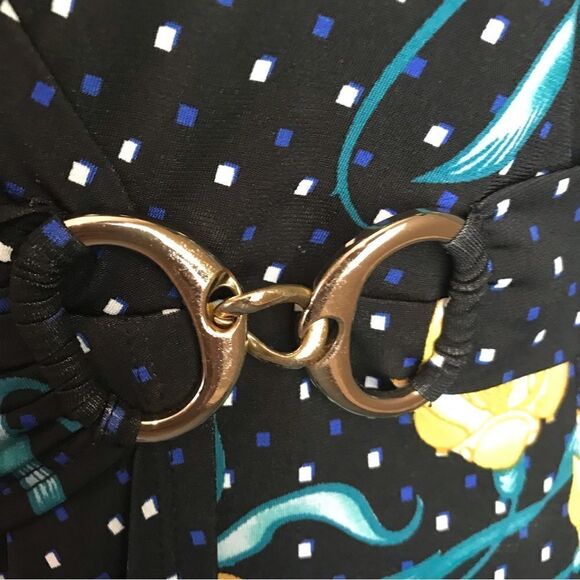 Thalia Sodi Dress Women Size Medium Floral Polka Dot Print Short Sleeves V-Neck - Picture 9 of 10